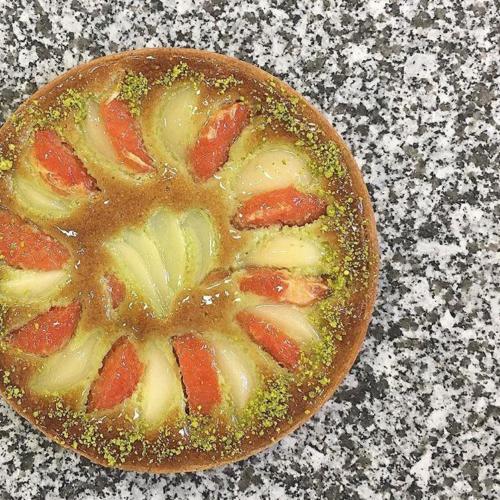 Tarte poire pamplemousse pistache